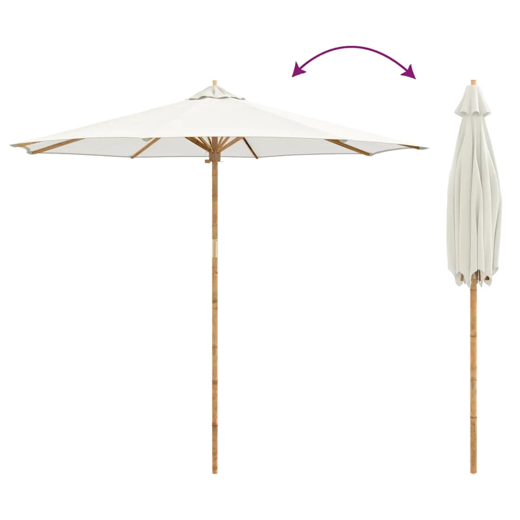 Ombrello da giardino Bianco Crema Ø 270 x 260 cm Bambù 4108083
