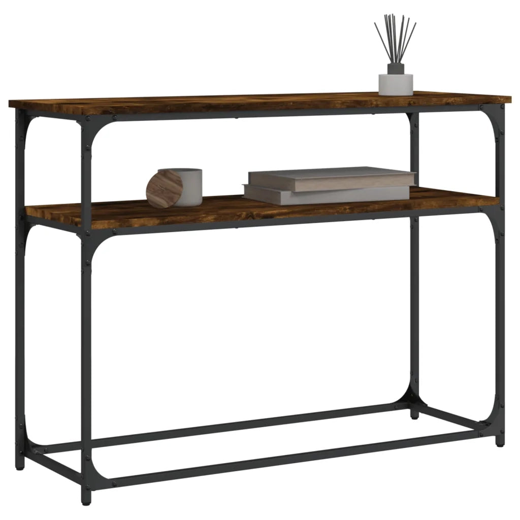 Tavolino Consolle | Tavolo d'Ingresso Rovere Fumo 100x35,5x75 cm Legno Multistrato