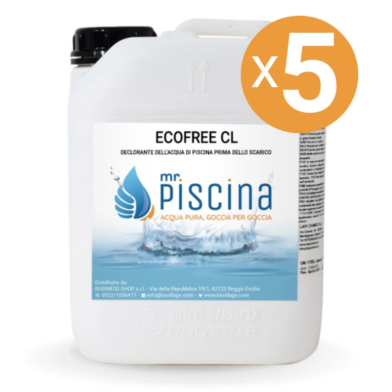 ECOFREE CL confezione da 10 L - Decloratore per piscine Quantità confezione: 5 confezioni