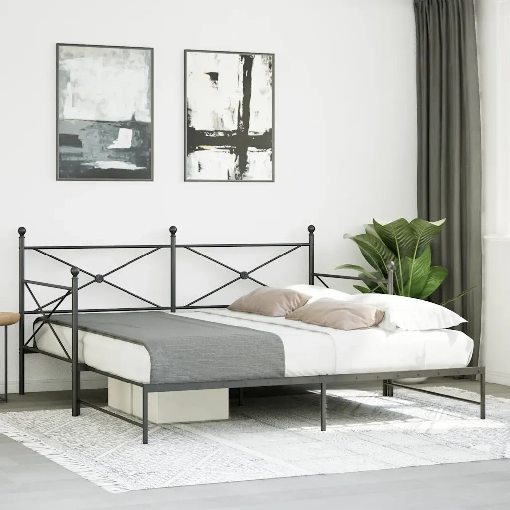Divano Letto Estraibile senza Materasso Nero 107x203 cm Acciaio 4104678