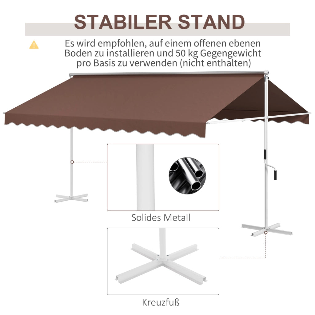 Tenda da sole ¨C zephmum ¨C 4.5x3.4m, regolabile, marrone