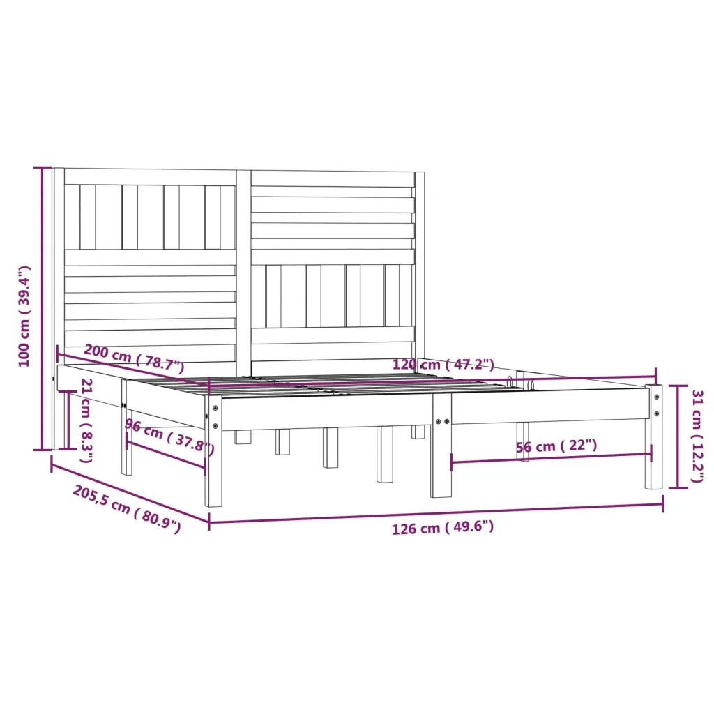 Giroletto-Struttura Letto Bianco in Legno Massello di Pino 120x200 cm 592467