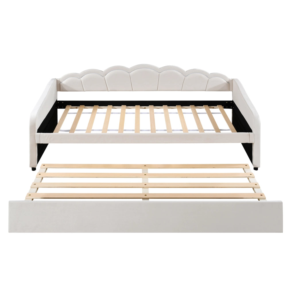Divano letto 90x200 cm con letto estraibile e luci LED; velluto; beige (Senza materasso)