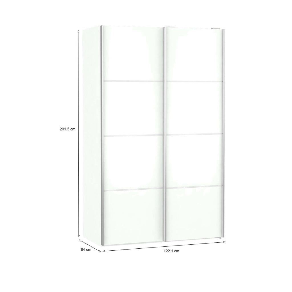 Guardaroba 2 ante Andriano, Mobile camera da letto, Cabina armadio portabiti, Armadio appendiabiti, 122x64 h202 cm, Bianco