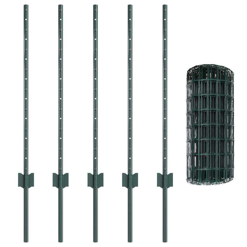 Recinzione Euro con 5 Post U Verde 0.8x10 m Acciaio