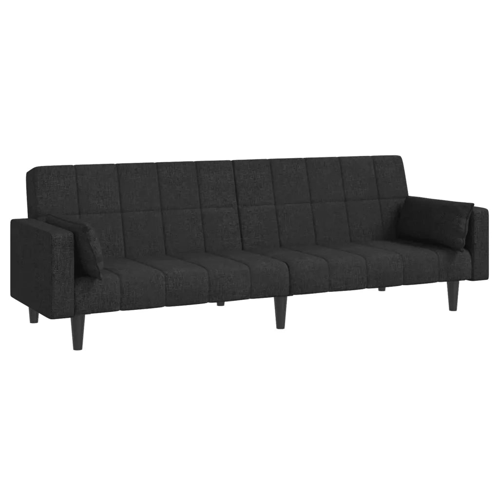 Divano Letto a 2 Posti con 2 Cuscini Nero in Tessuto 375835