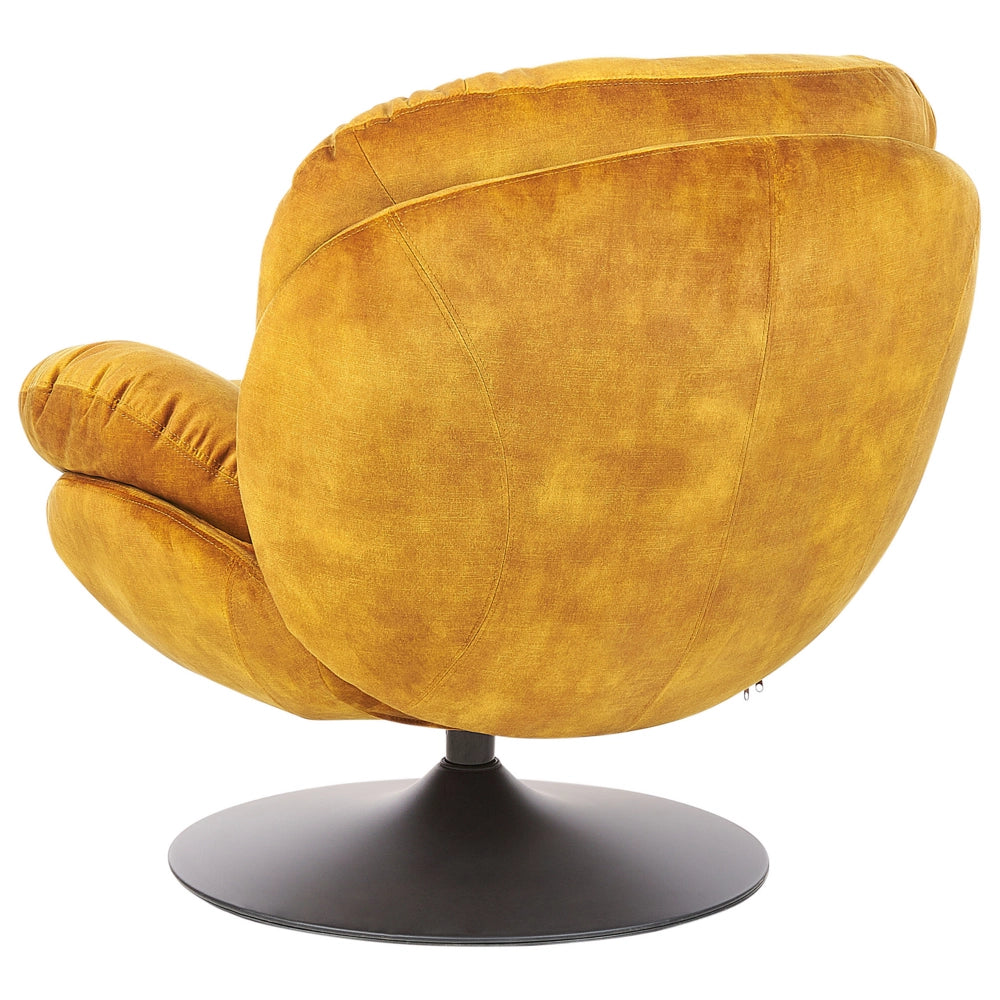 Poltrona girevole Velluto giallo Base singola con sedile imbottito Button Tufted