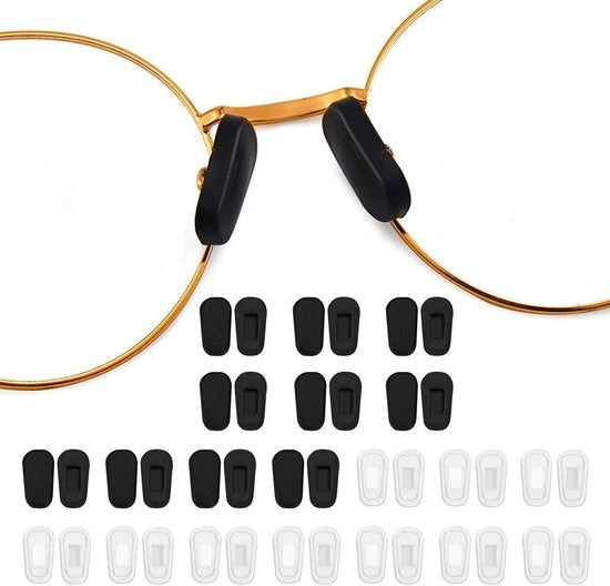 Accessori per occhiali - Pads di silicone antiscivolo - Autoadesivi - Molli - 20 pezzi - 17 x 9 mm
