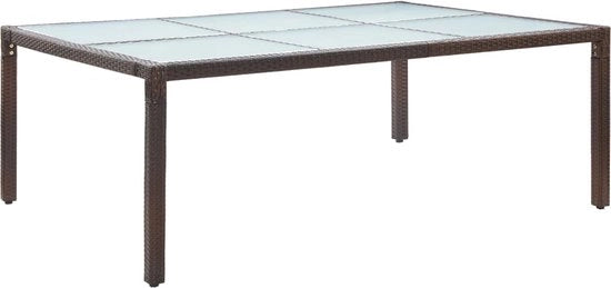 Tavolo da giardino in rattan policarbonato 200x150x74 cm marrone