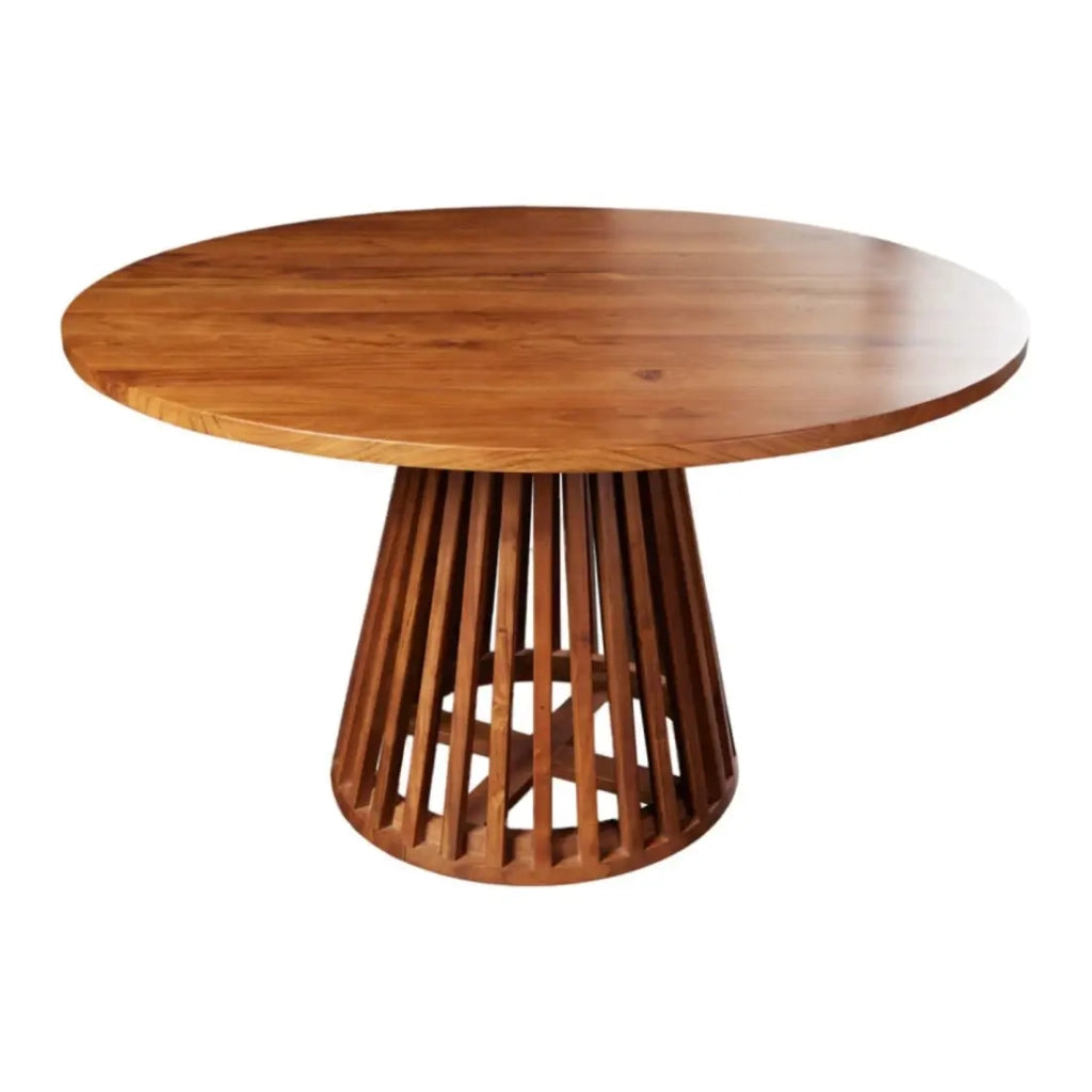 Tavolo da pranzo TALMA – Rotondo diametro 140 cm – Legno massiccio di acacia verniciato – Stile rustico