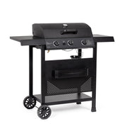 Barbecue a Gas 3 Bruciatori 109,5x51x98,7h cm Accensione Piezoelettrica in Acciaio Louis Nero
