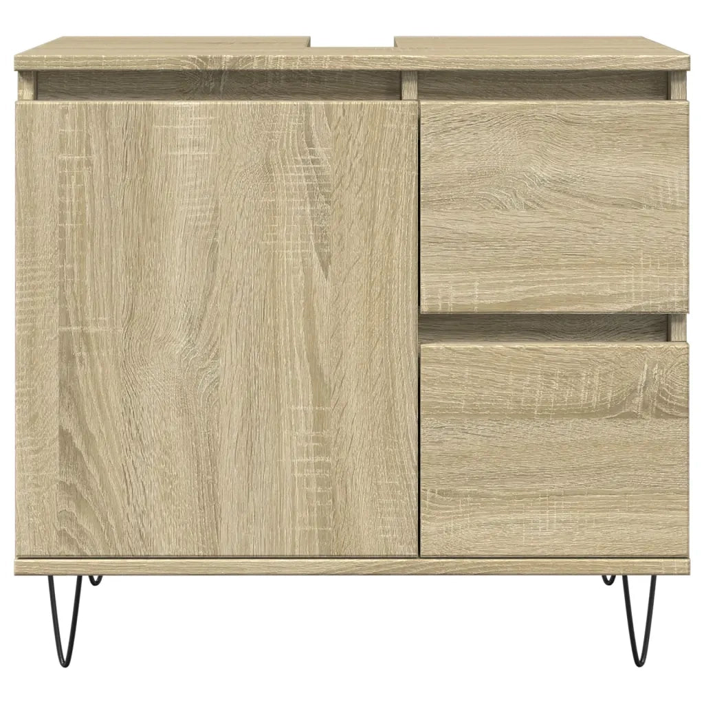 Set Mobili da Bagno | Armadio da bagno 3 pz Rovere Sonoma in Legno Multistrato
