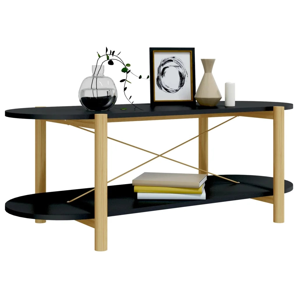 Tavolino da Salotto Nero 110x48x40 cm in Legno Multistrato 345688
