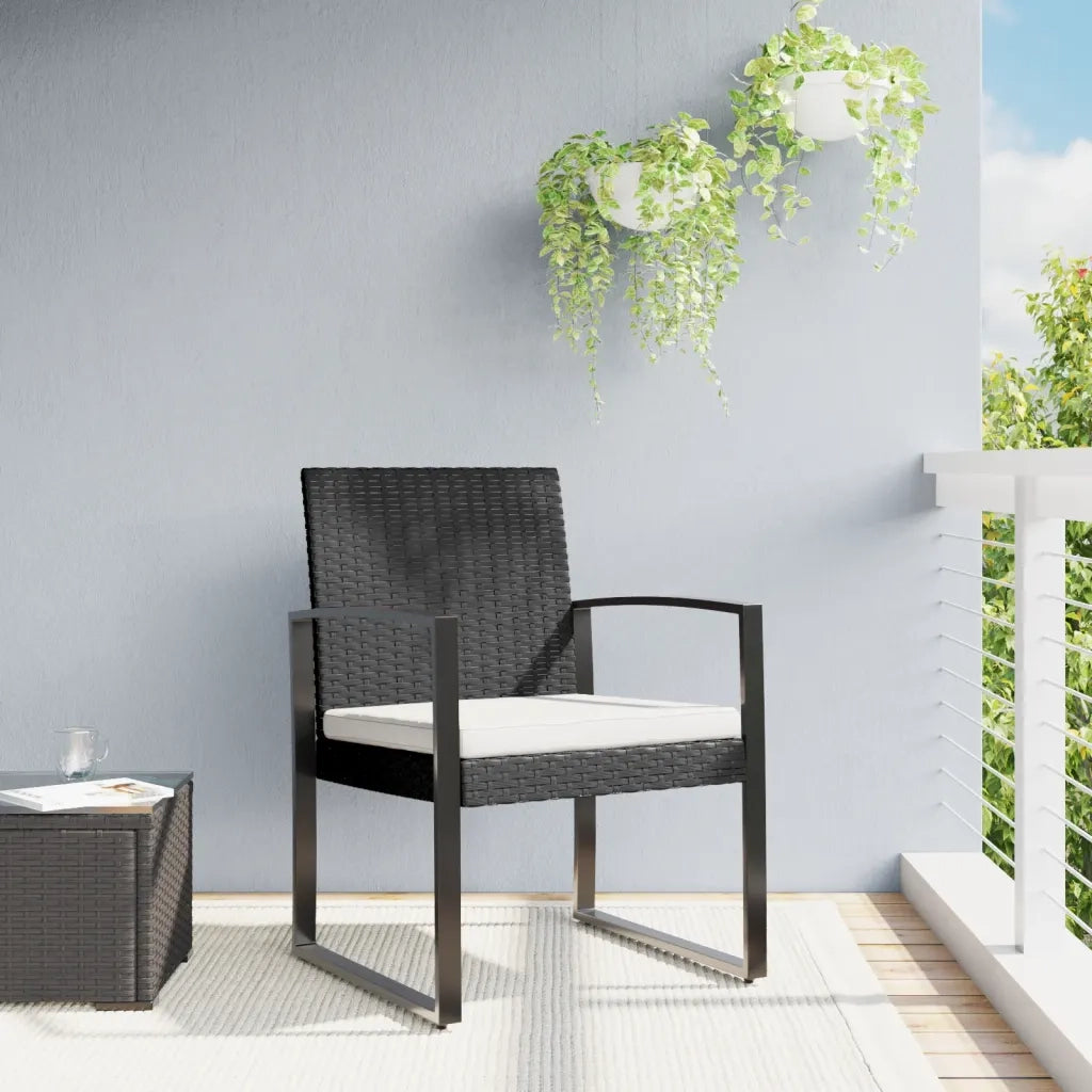 Sedie da Pranzo da Giardino 2 pz | Sedie da Esterno Nere in Rattan PP
