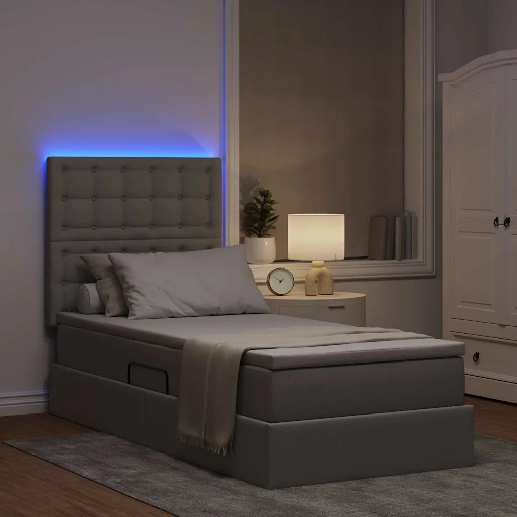 Letto con contenitore LED e materasso Tortora 100 x 200 cm