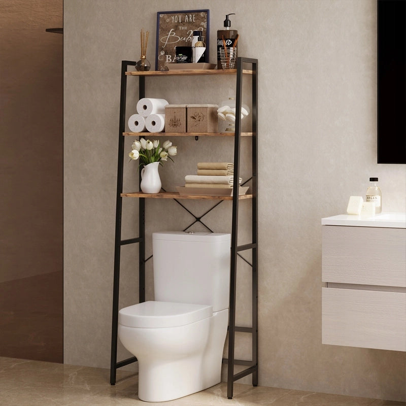 Mobile da bagno sopra il WC, lavatrice, scaffale, ripiano, stile rustico, marrone, loft, 64 cm