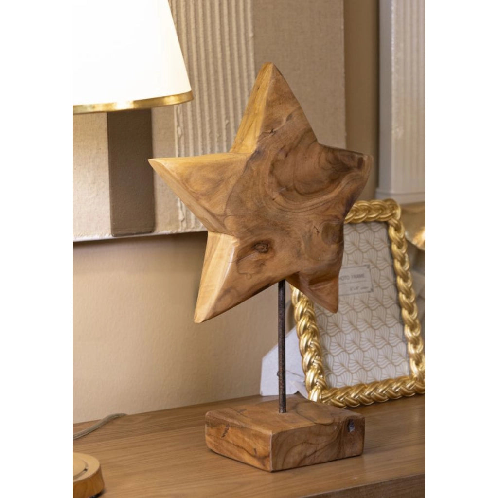 Scultura Stella, Marrone, Legno, 28x12x42 cm