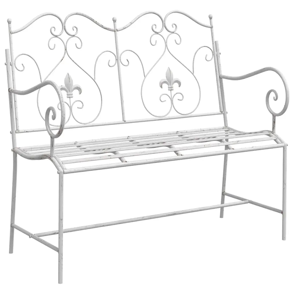 Panchina da giardino Bianco Antico 104 x 54 x 93 cm Acciaio 42008112