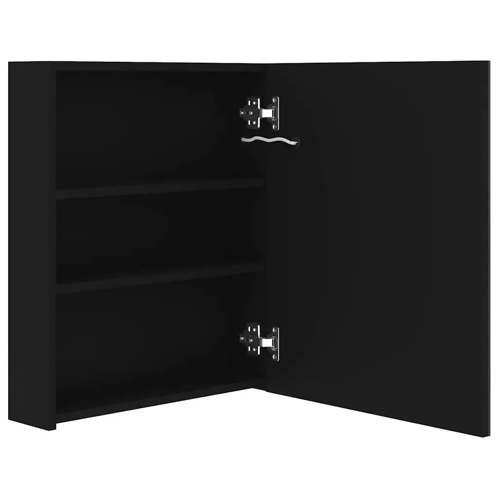 Armadietto a Specchio | Armadio da bagno con LED Nero 50x14x60 cm in MDF