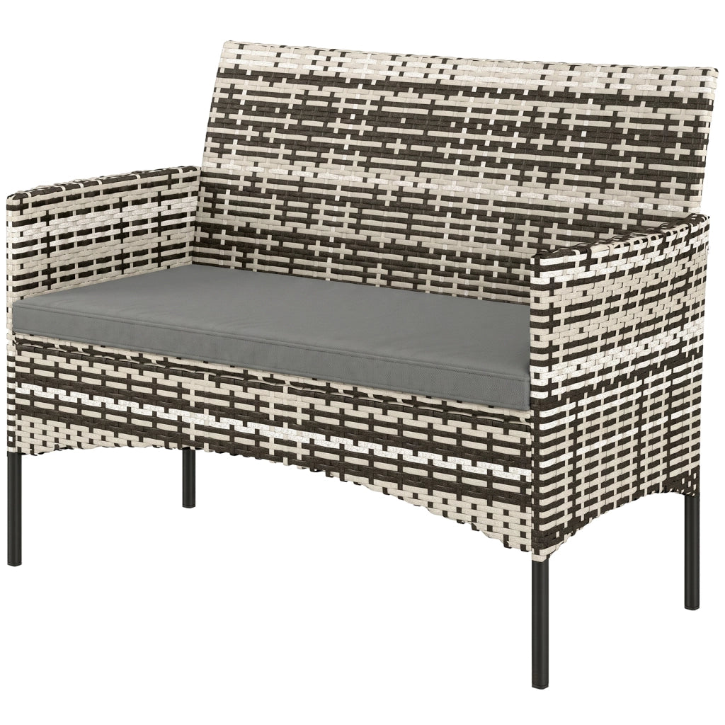 Divano 2 posti giardino in polyrattan con cuscini ¨C zephmum ¨C 115x63x85 cm grigio chiaro