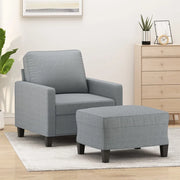Poltrona con Poggiapiedi Grigio Chiaro 60 cm in Tessuto