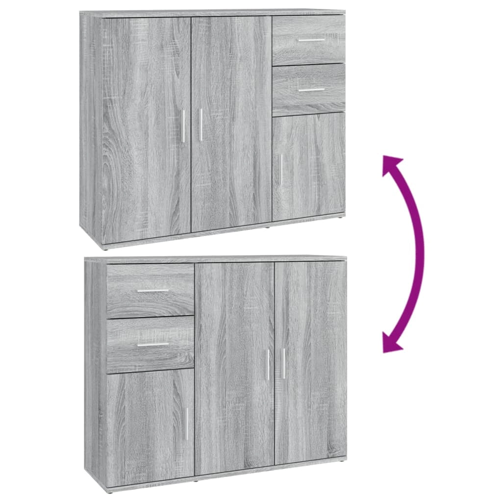 Buffet credenza cassettiera armadio mobile contenitore organizer cucina soggiorno salotto Sonoma 91 x 29,5 x 75 cm legno ingegnerizzato grigio 02_0036556