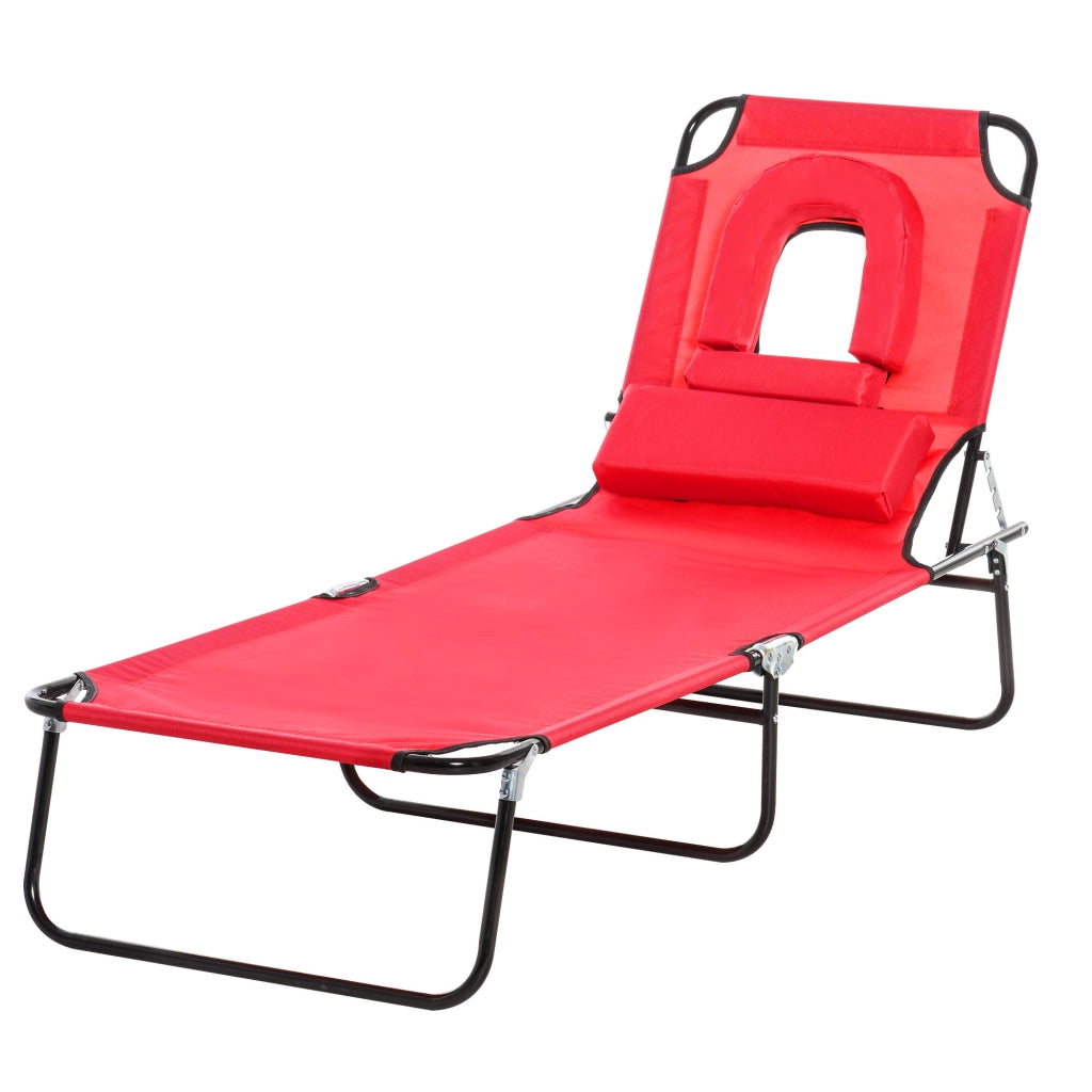Chaise Longue Pieghevole con Cuscini ¨C Zephmum ¨C Rosso