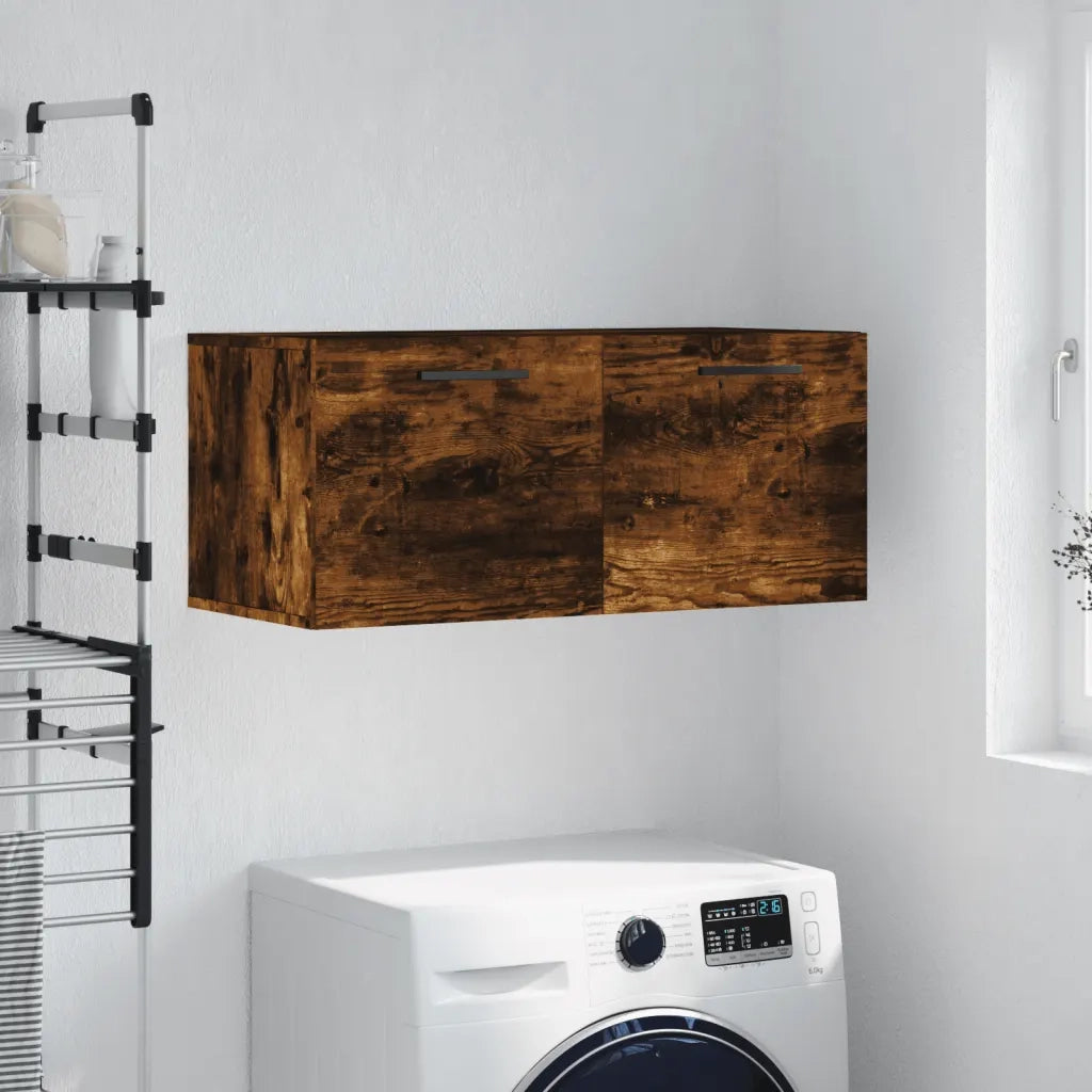 Armadietto a Muro | Mobile a Parete Rovere Fumo 80x36,5x35 cm in Legno Multistrato