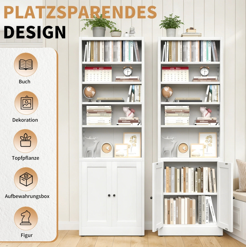 LIBRERIA CON PORTA E RIPIANI REGOLABILI 180,34 x 60 x 23,4 cm METALLO BIANCO