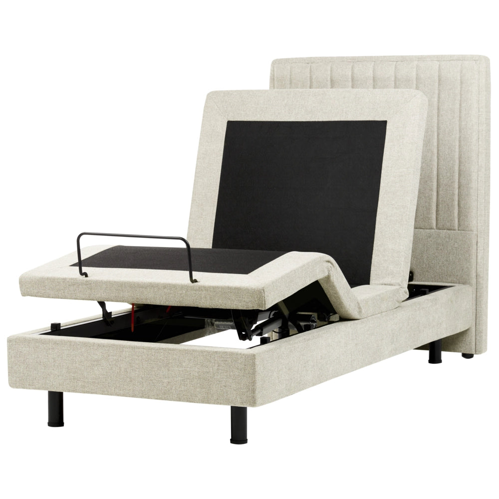 Letto Tessuto Beige chiaro Elettrico Regolabile con Telecomando 90 x 200 cm