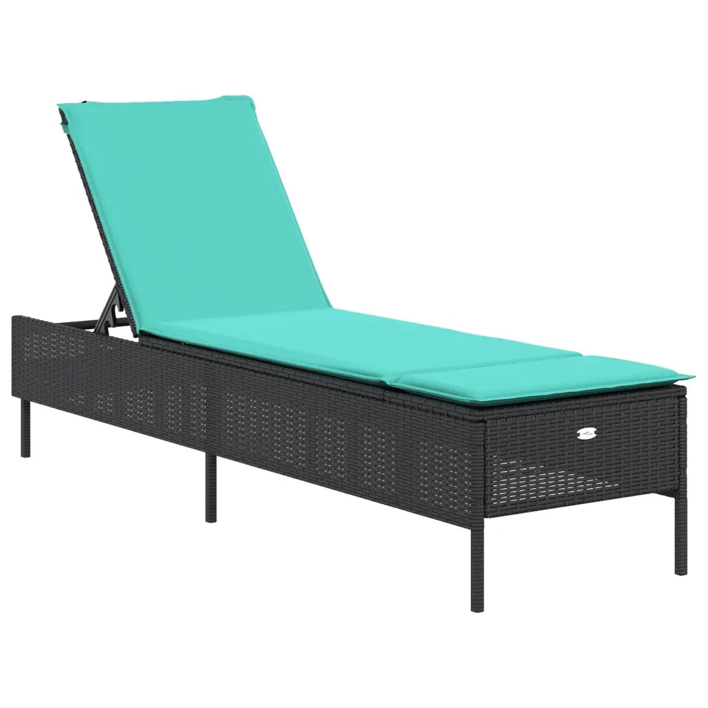 Lettino prendisole con Cuscino in Polyrattan Nero 4002727