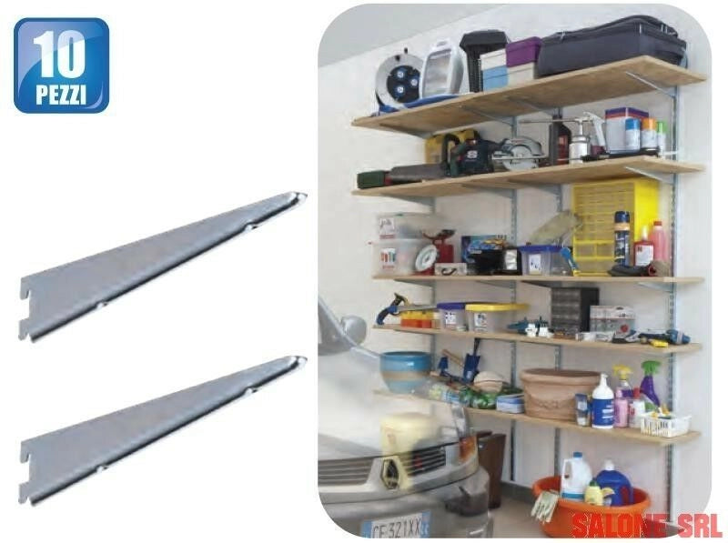 REGGI MENSOLA 3 GANCI 10PZ. PER SCAFFALE COMPONIBILE CM.40 ZINCATA