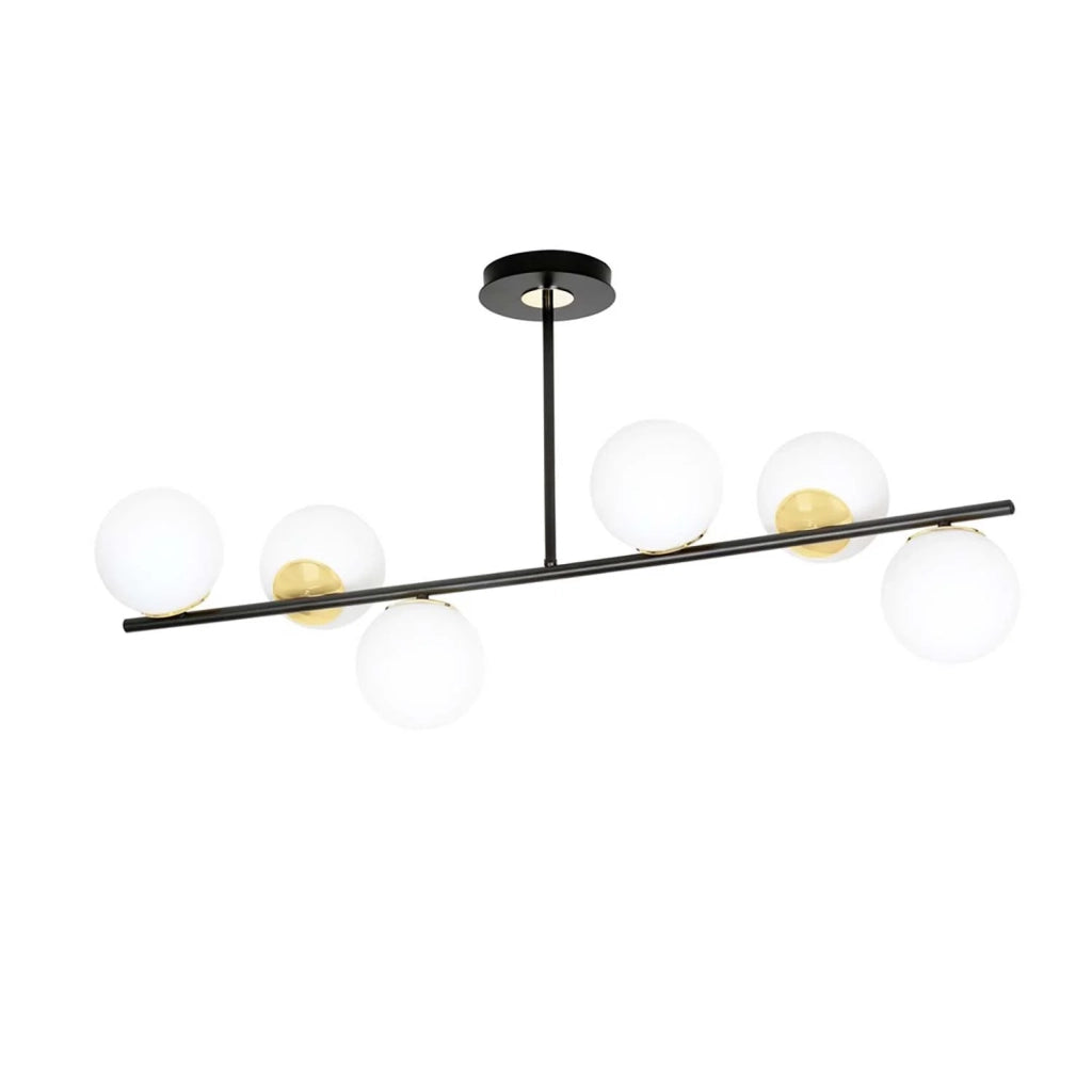 Plafoniera Contemporaneo Vishnu Acciaio Nero Oro 6 Luci E14 Ip20