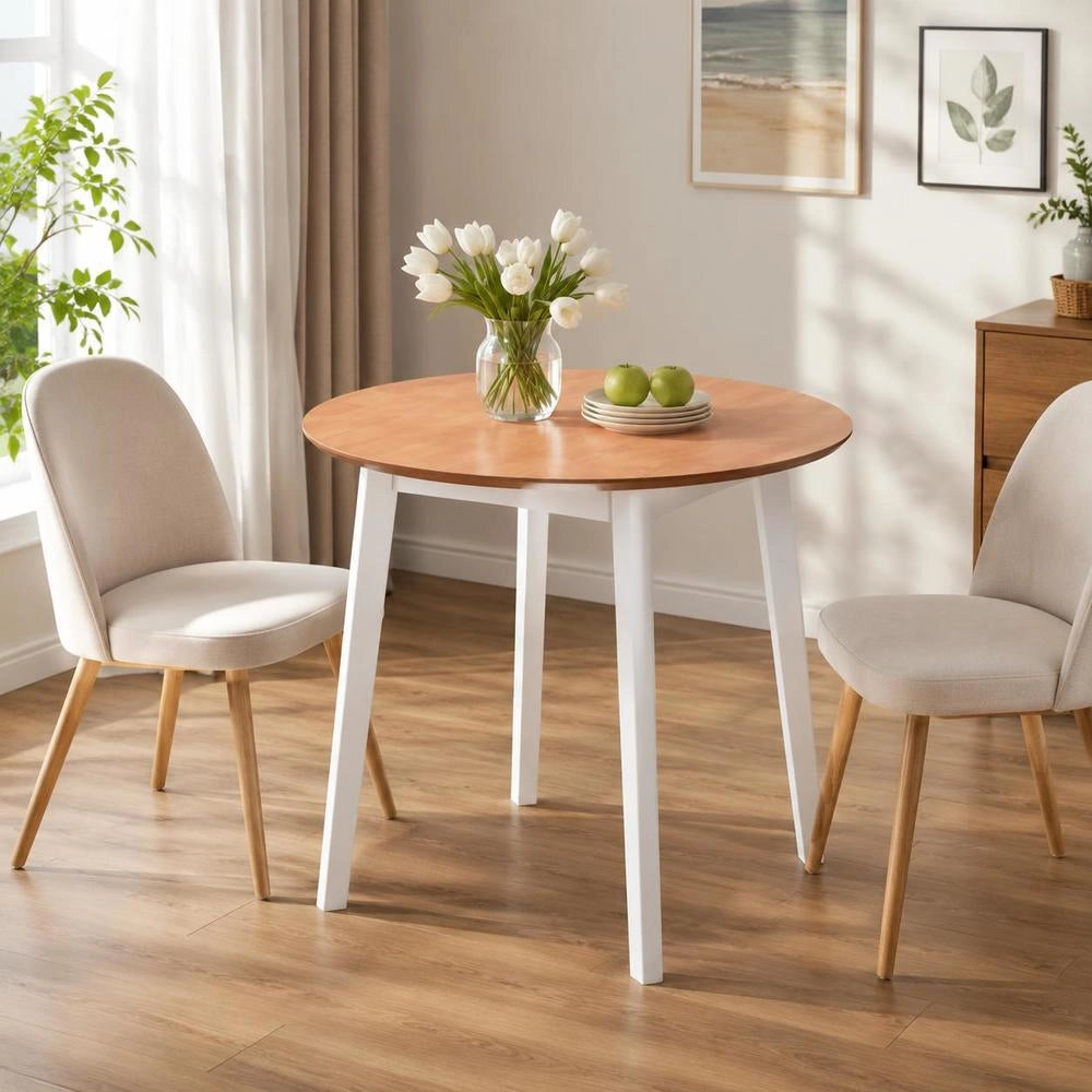 Folding Dining Table, Round, MDF, White
