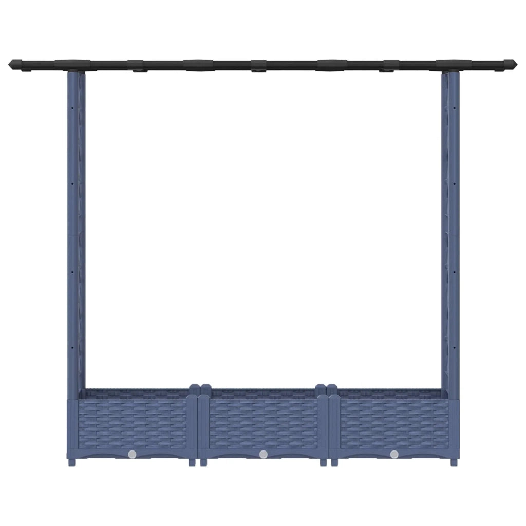 Letto Rialzato con Griglia e Tetto Grigio 164 x 40 x 123 cm PP 42032564