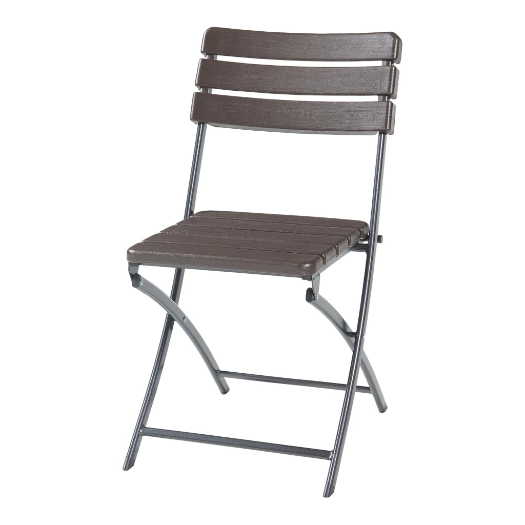 Set di 2 sedie pieghevoli da esterno per giardino campeggio e patio 81 x 46 x 58 cm effetto legno marrone 03_0009637