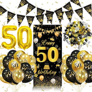 Decorazione del 50° Anniversario - Nero-Aurum - Adatto per Uomini e Donne - Bandiera Extra Grande