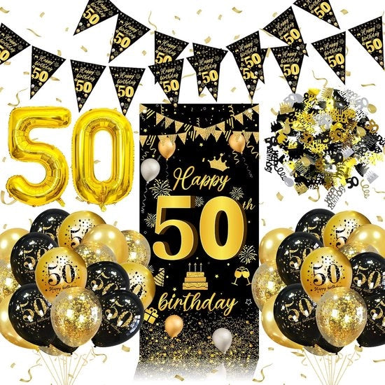 Decorazione del 50° Anniversario - Nero-Aurum - Adatto per Uomini e Donne - Bandiera Extra Grande