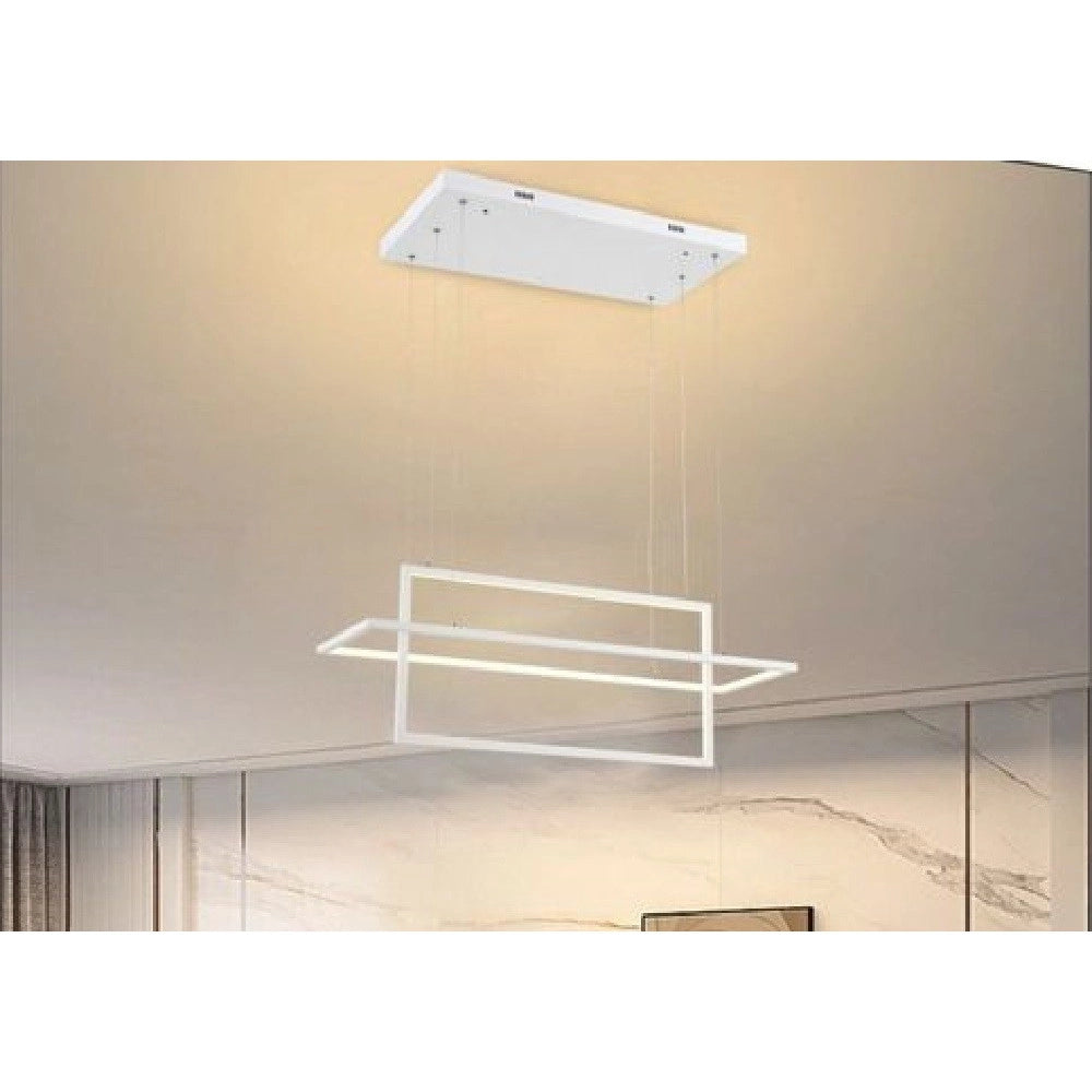 Trade Shop - Lampadario Soffitto Sospensione 2 Rettangoli Moderno Lp-34b Luce 3000k 6500k 4000k -