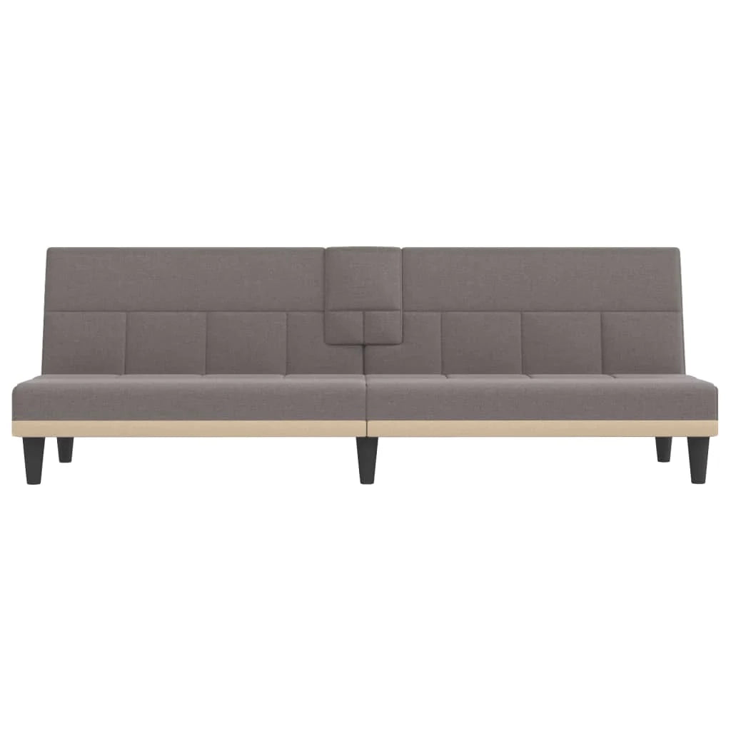 Divano letto con portabicchieri 200 x 89 x 70 cm tessuto tortora 02_0019847