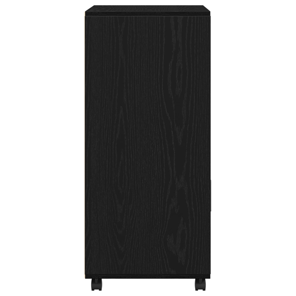 Mobile Rolling Nero Rovere 55x40x91 cm Legno Ingegnerizzato