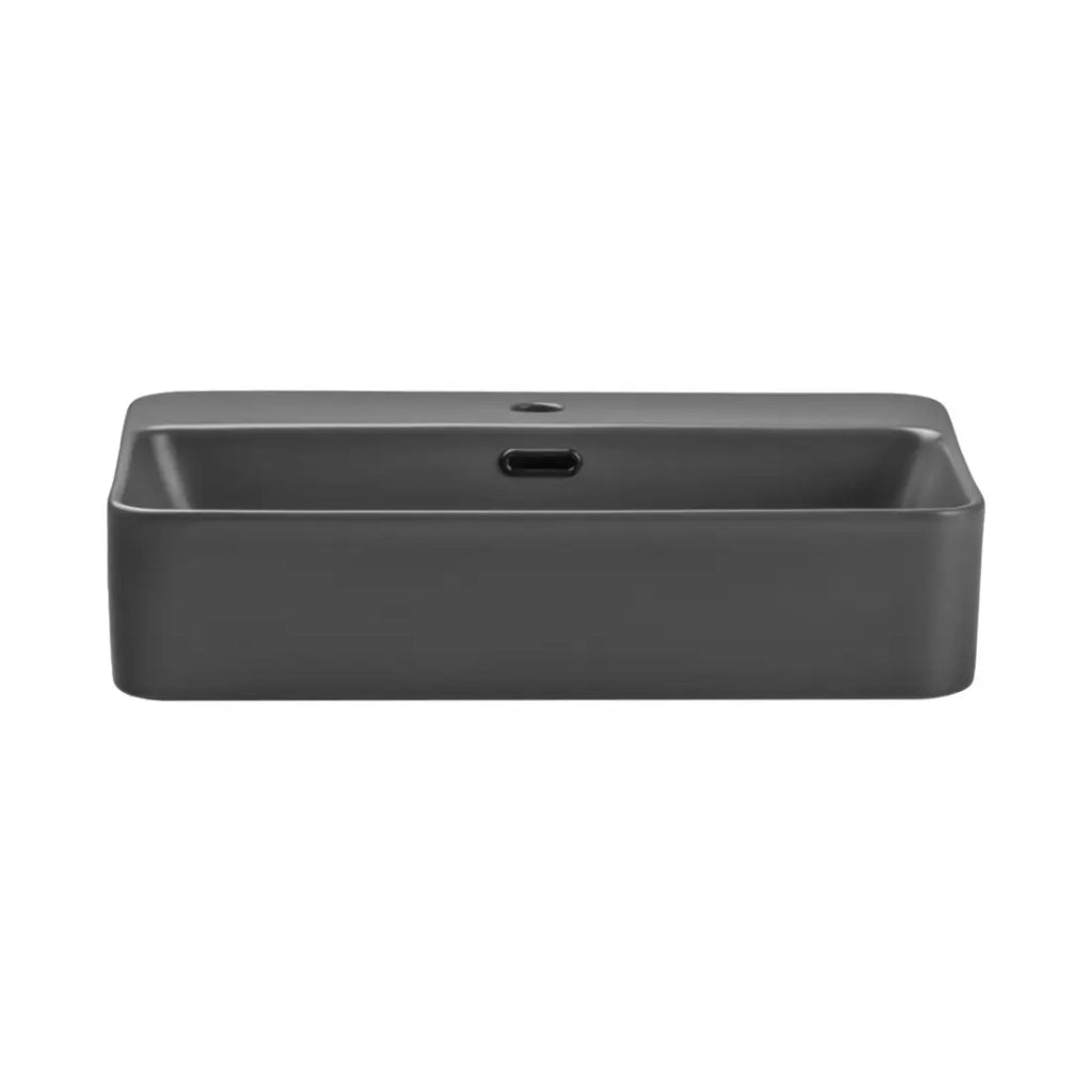 Lavabo da appoggio rettangolare 55x38 cm in ceramica grigio scuro opaco