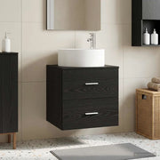 Mobile Lavabo da Parete Rovere Nero 49,5 x 44,5 x 65,5 cm