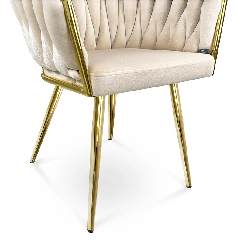 Poltrona in velluto beige, sedia imbottita da pranzo – Elise - SDPL11ELPD