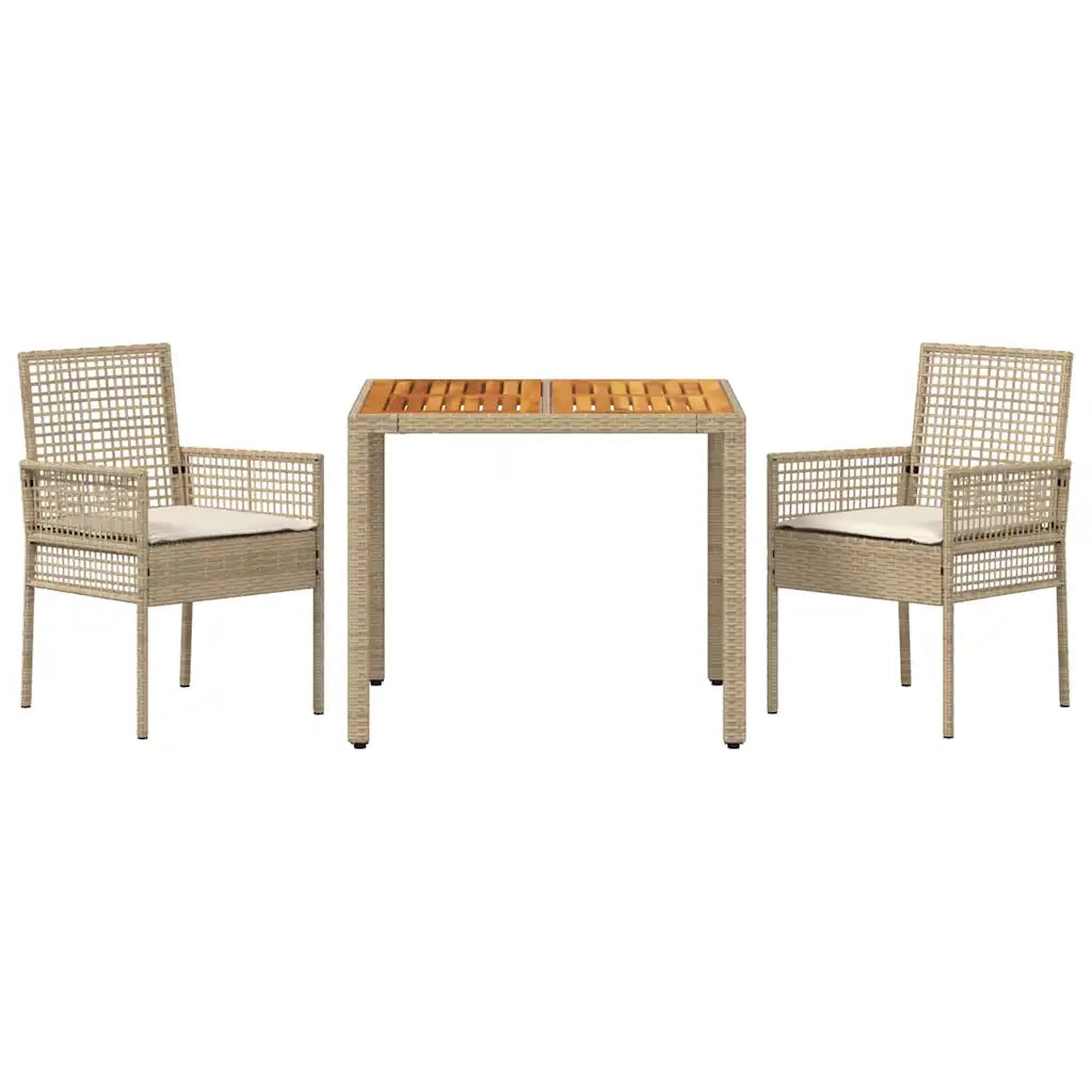 Set da Pranzo per Giardino 3 pcs Beige polyrattan 3334917