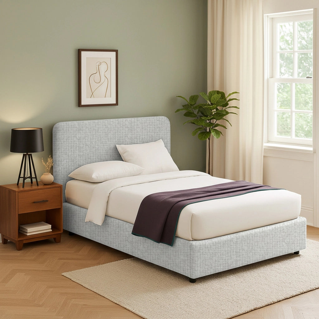 Reading, Letto Singolo Sfoderabile Made in Italy, Grigio Chiaro