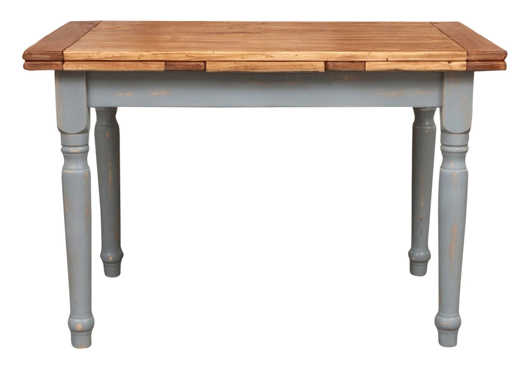 Biscottini Tavolo Country allungabile in legno massello di tiglio struttura grigio anticato piano naturale L120xPR80xH80 cm. Made in Italy