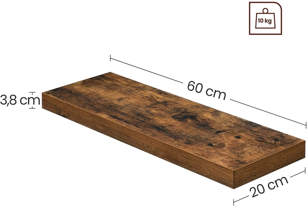 Mensola da parete Valora SHELF 60CM in stile rustico marrone per soggiorno