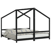 Giroletto per Bambini | Letto Infantile | Lettino Nero 2x(90x190) cm Legno Massello di Pino