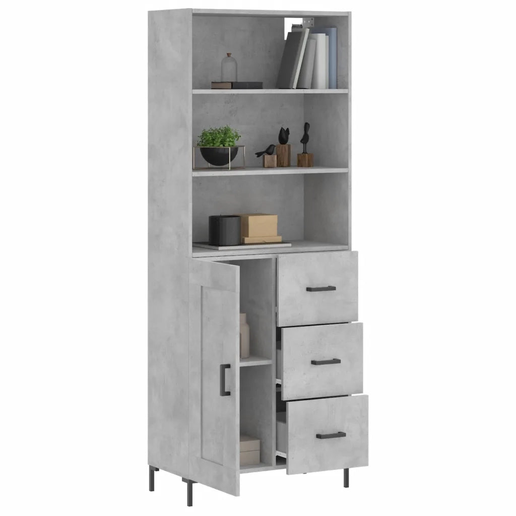 Credenza | Madia | Buffet da pranzo | Armadio da pranzo Grigio Cemento 69,5x34x180 cm in Legno Multistrato